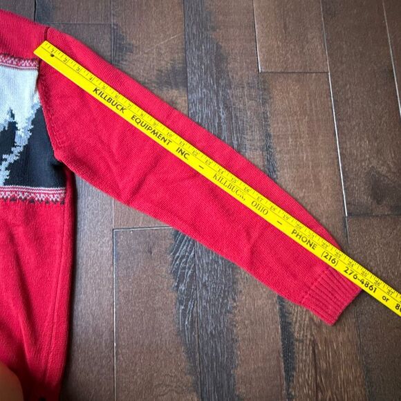 Vintage chaps Nordic moose quarter zip sweater men’s size large red holiday - Picture 6 of 8